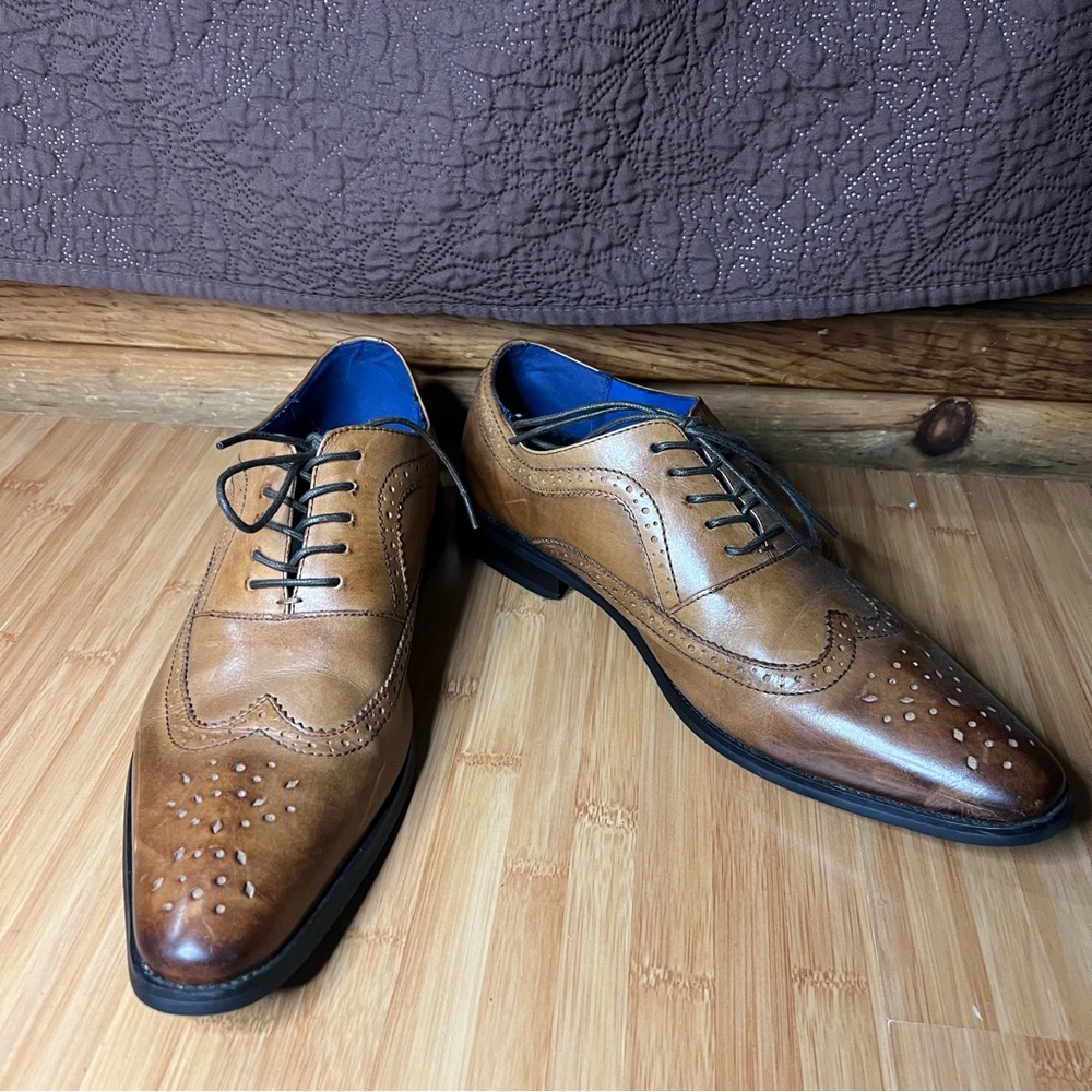 Mens Bar III Light Brown Cognac Wingtip Oxford Loafers Size 11.5